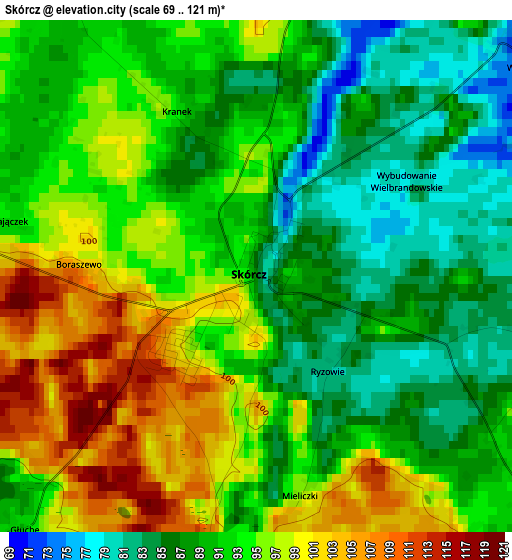 Skórcz elevation map