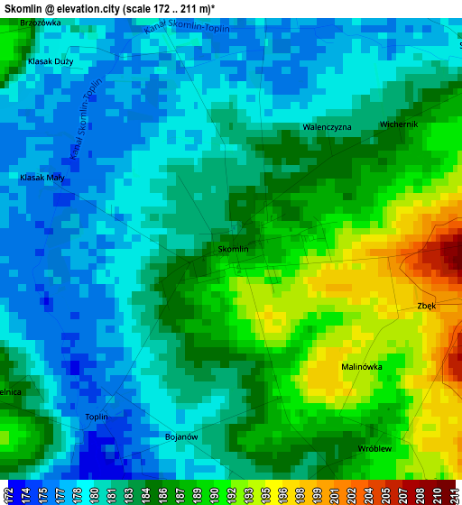 Skomlin elevation map