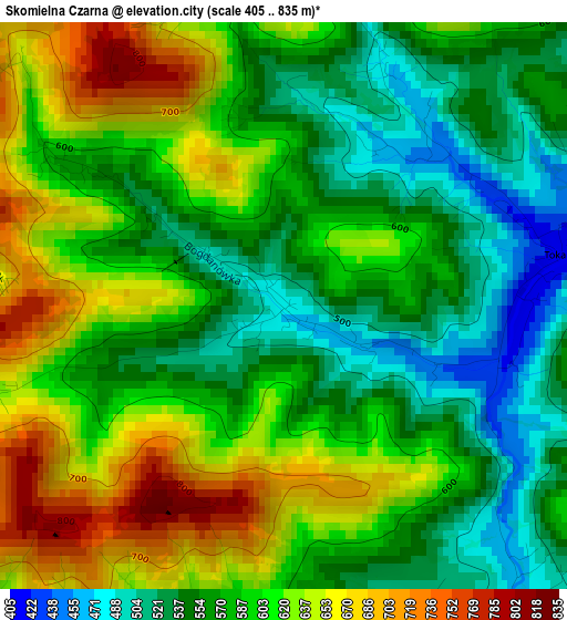 Skomielna Czarna elevation map