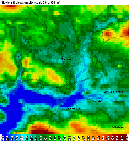 Siewierz elevation map