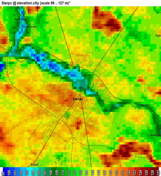 Sierpc elevation map