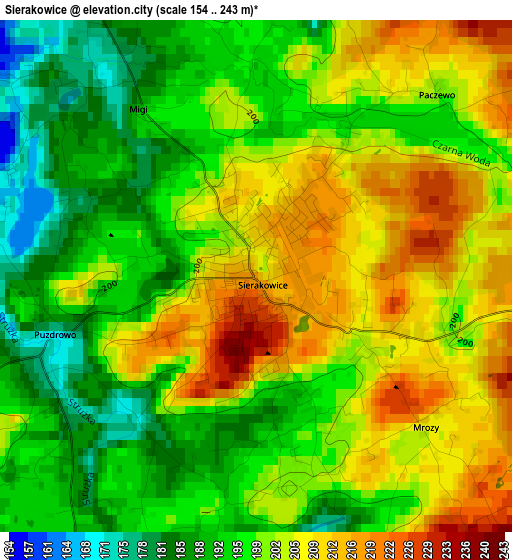 Sierakowice elevation map