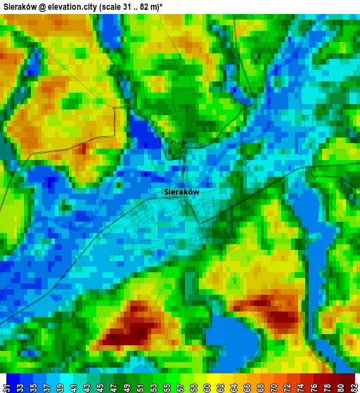 Sieraków elevation map