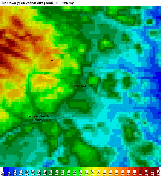 Sieniawa elevation map