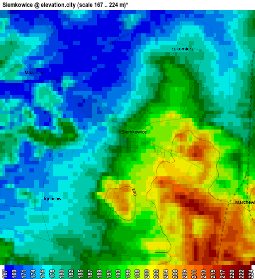 Siemkowice elevation map