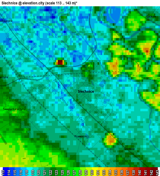 Siechnice elevation map