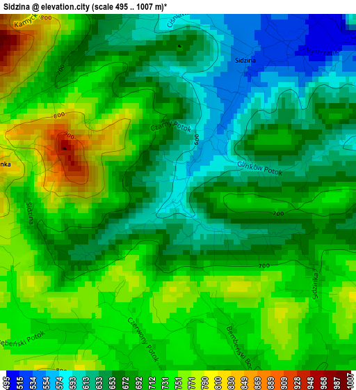 Sidzina elevation map