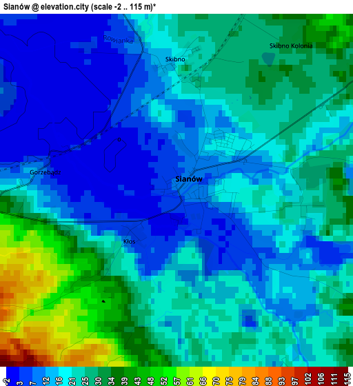 Sianów elevation map