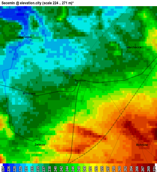 Secemin elevation map