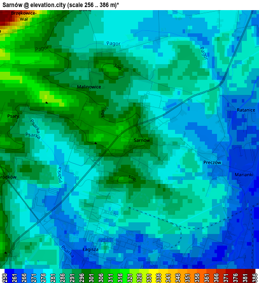 Sarnów elevation map