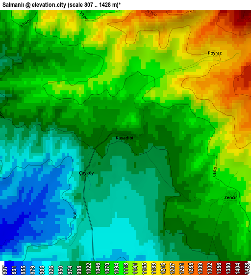 Salmanlı elevation map