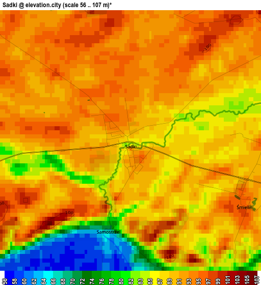 Sadki elevation map