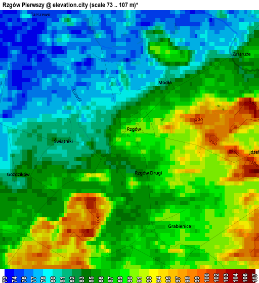 Rzgów Pierwszy elevation map