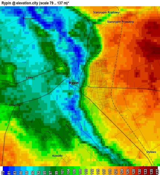 Rypin elevation map