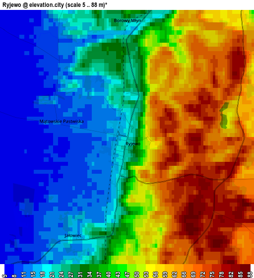 Ryjewo elevation map