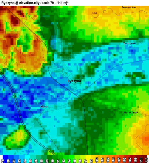 Rydzyna elevation map