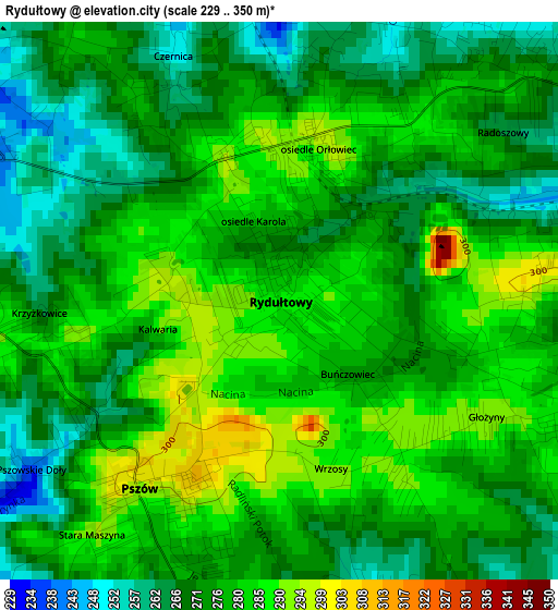 Rydułtowy elevation map