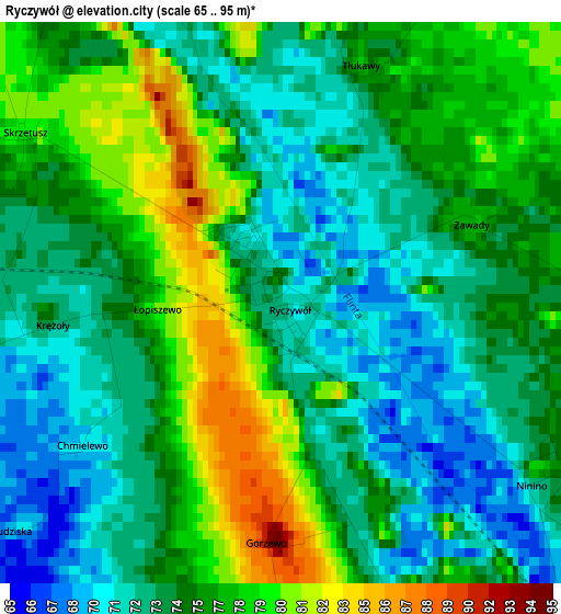 Ryczywół elevation map