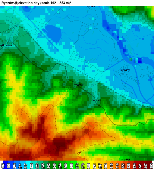 Ryczów elevation map