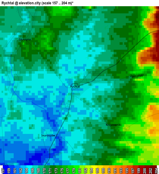 Rychtal elevation map