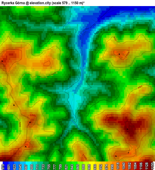 Rycerka Górna elevation map