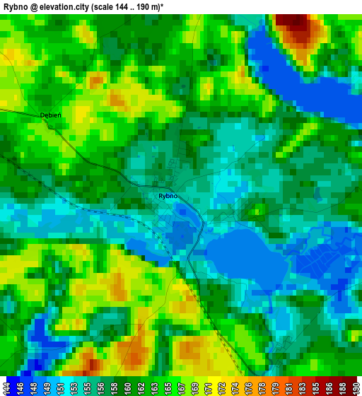 Rybno elevation map