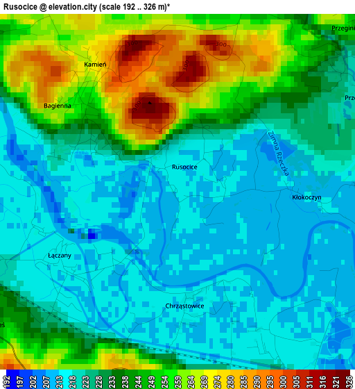 Rusocice elevation map