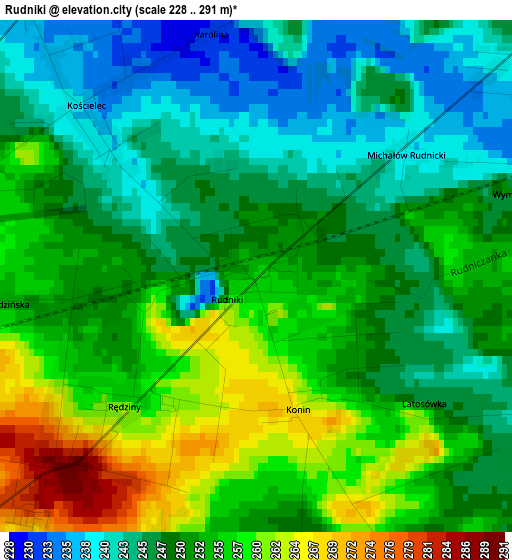 Rudniki elevation map
