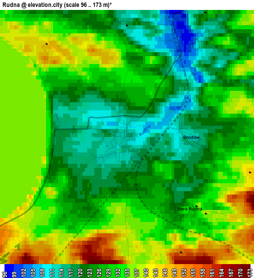 Rudna elevation map