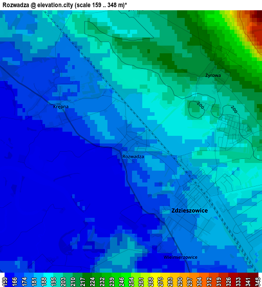 Rozwadza elevation map