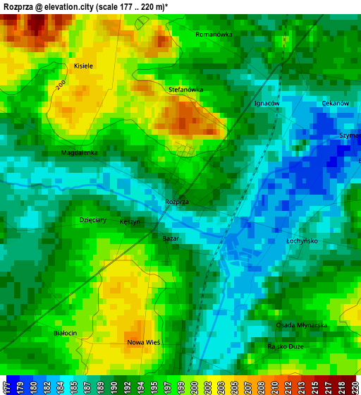 Rozprza elevation map