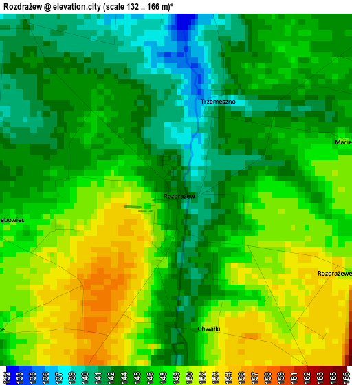 Rozdrażew elevation map