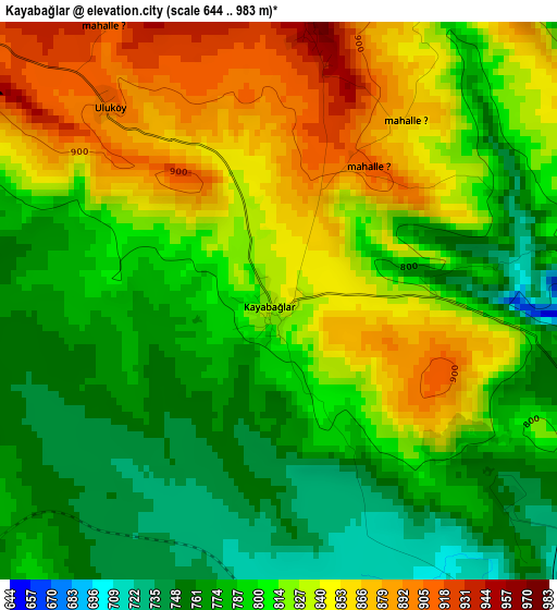 Kayabağlar elevation map