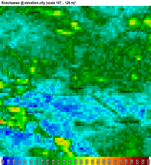 Rościszewo elevation map