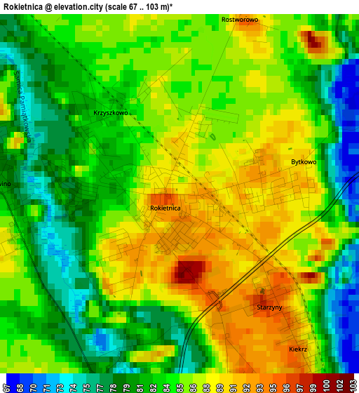 Rokietnica elevation map