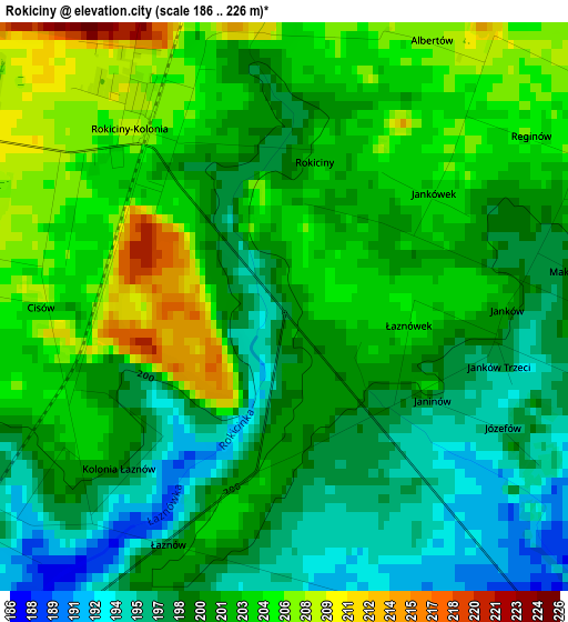 Rokiciny elevation map