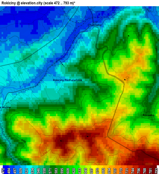 Rokiciny elevation map