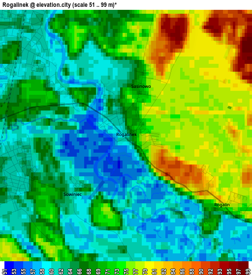 Rogalinek elevation map