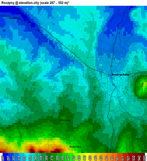 Roczyny elevation map