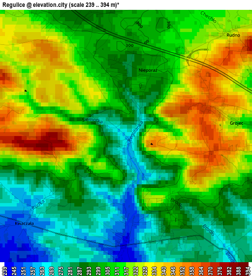 Regulice elevation map