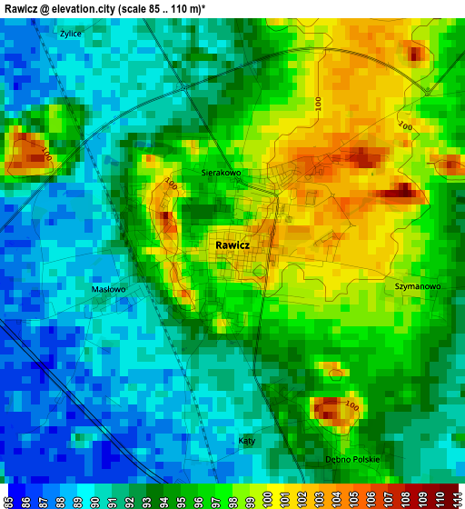 Rawicz elevation map