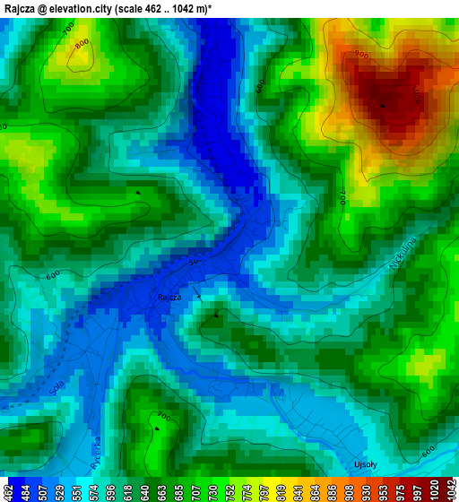 Rajcza elevation map