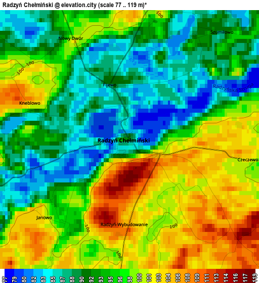 Radzyń Chełmiński elevation map