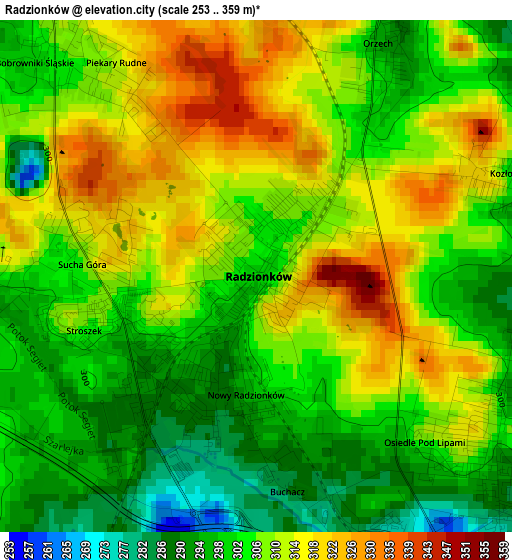 Radzionków elevation map