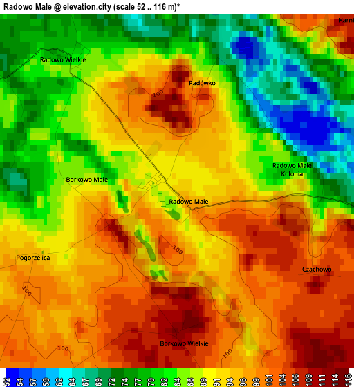 Radowo Małe elevation map