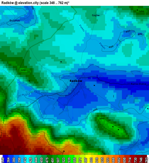 Radków elevation map