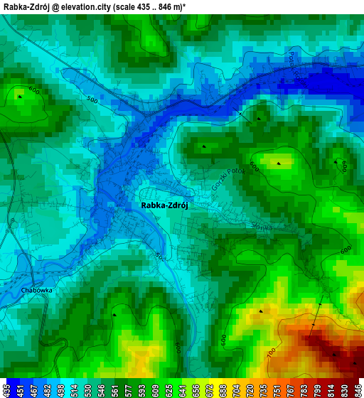 Rabka-Zdrój elevation map