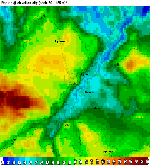 Rąbino elevation map