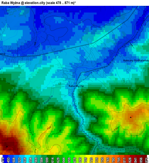 Raba Wyżna elevation map