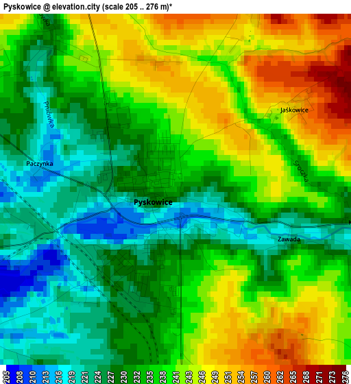 Pyskowice elevation map